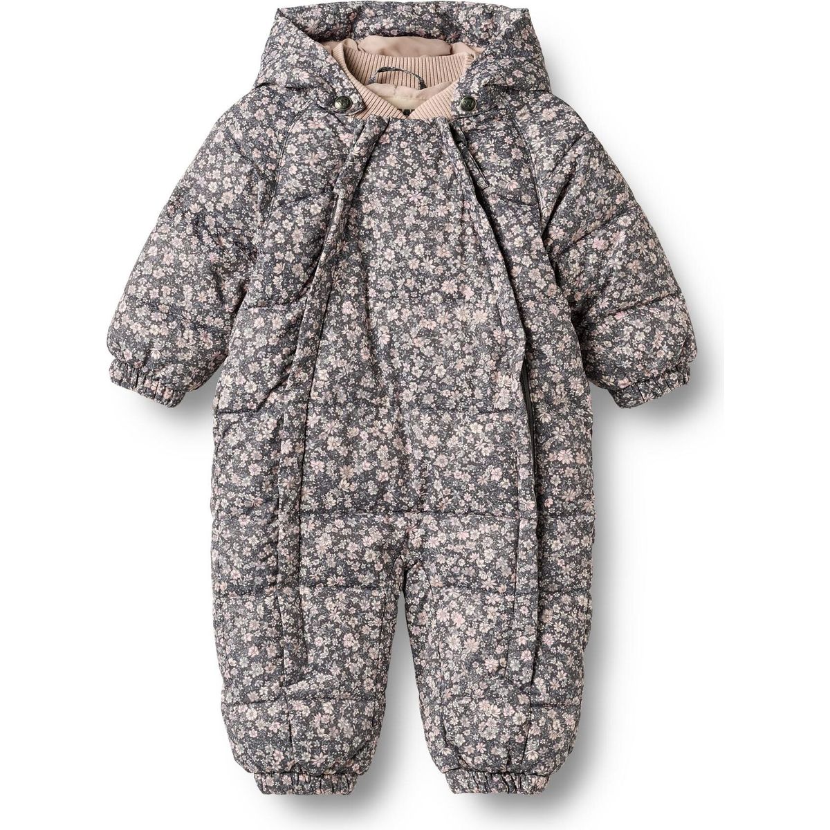 Wheat Puffer Suit Edem dark charcoal flowers (9670) 3-6m 8003-913R GRS-9670-3-6m