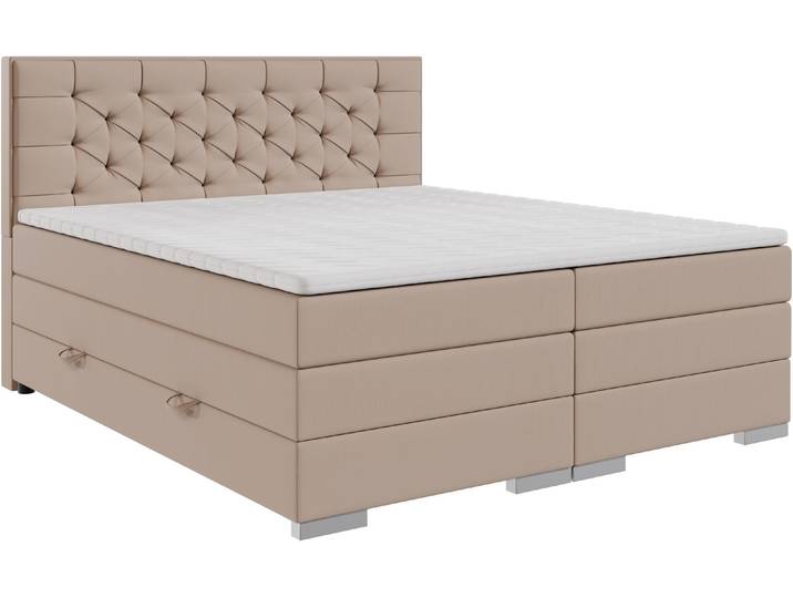 Boxspringbett FORTE Lanciano , beige, B:146cm L:213cm, Komplettbetten, Boxspringbett, erhältlich in den Breiten 140cm, 160cm & 180cm