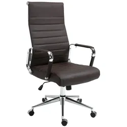 CLP Bürostuhl ergonomisch Kolumbus Echtleder, Schreibtischstuhl höhenverstellbar stufenlos, Drehstuhl mit Rollen bis 150 kg belastbar