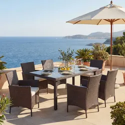 Poly-Rattan-Garnitur Hamar, Gartenmöbel Balkon-Set Sitzgarnitur ~ braun, Kissen creme