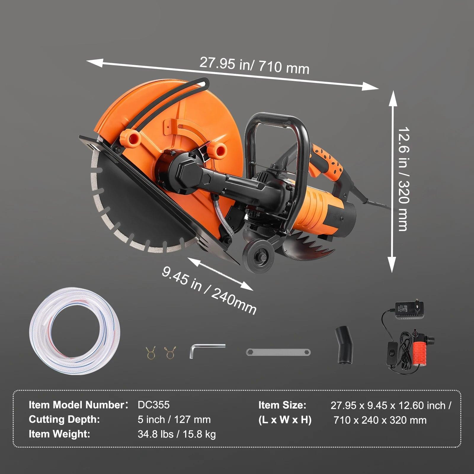 Selius Elektrische Betonzaag en Muurfrees - 3200W - 4600 RPM - Oranje