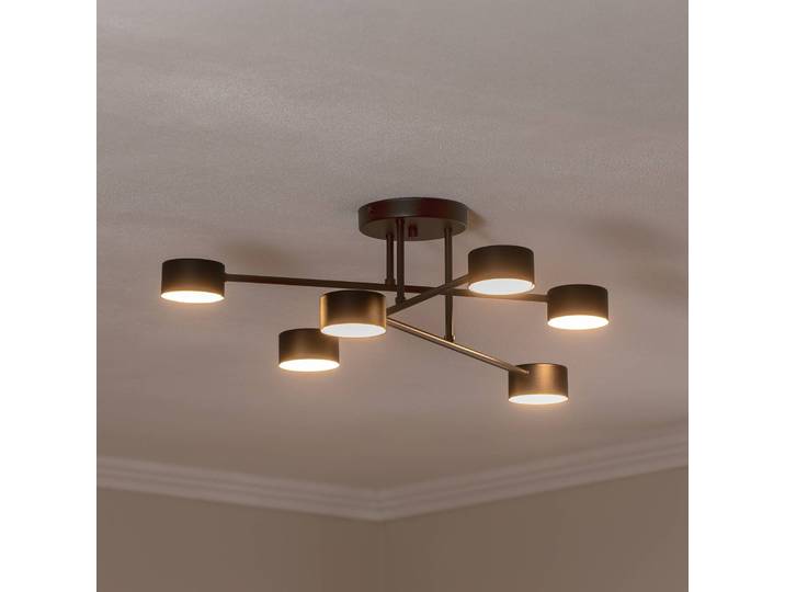 Plafondlamp Modus 6, dimbaar, zwart, Woon-/ Eetkamer, metaal, Modern, plafondlamp