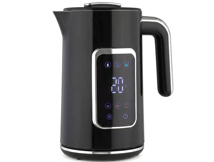 Homcom Wasserkocher Edelstahl Schwarz, Metall, 14.9x26.3x22.4 cm, 360°-Sockel, Kochgeschirr, Küchengeräte, Wasserkocher