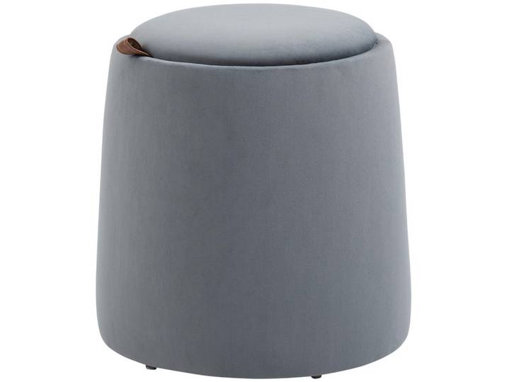 Homcom 2-In-1 Ottomane Sitzhocker inklusive Stauraum, abnehmbaren Deckel in Samtoptik, Grau, Holz, Echtholz,Kautschukholz, 44x47.5x44 cm, Wohnzimmer, Sessel, Hocker, Sitzhocker