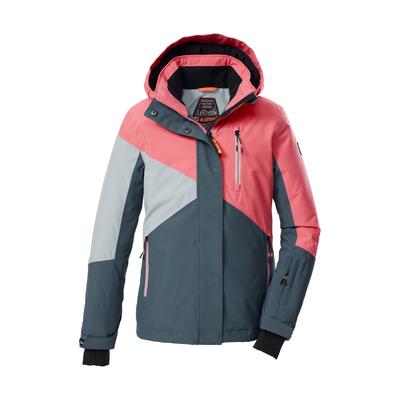 Skijacke KILLTEC "KSW 209 GRLS SKI JCKT", Mädchen, Gr. 128, blau (denim), Obermaterial: 100% Polyester.Futter: 100% Polyester.Füllung: 100% Polyester, Jacken Skijacke, Mädchen-Skijacke: wasserdicht, atmungsaktiv, Colourblock-Design