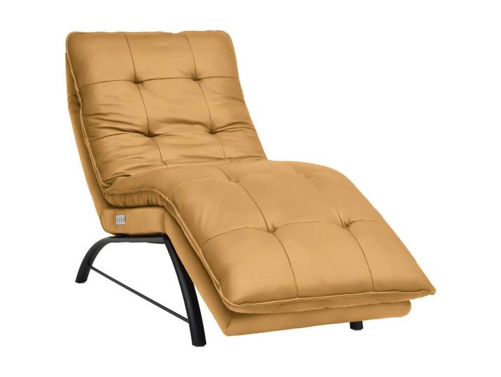 Chilliano Liege, Currygelb, Metall, Echtleder, Longlife-Leder, Vintage-Leder, 1-Sitzer, 75x91x170 cm, Goldenes M, Emas, Dgm, Lederauswahl, Stoffauswahl, Wohnzimmer, Sessel, Relaxliegen