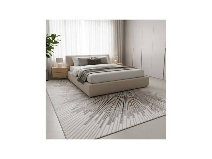 Melis Home Tapis modernes design Gris 240 x 340 cm moderne et à motif rayonnant abstrait en relief