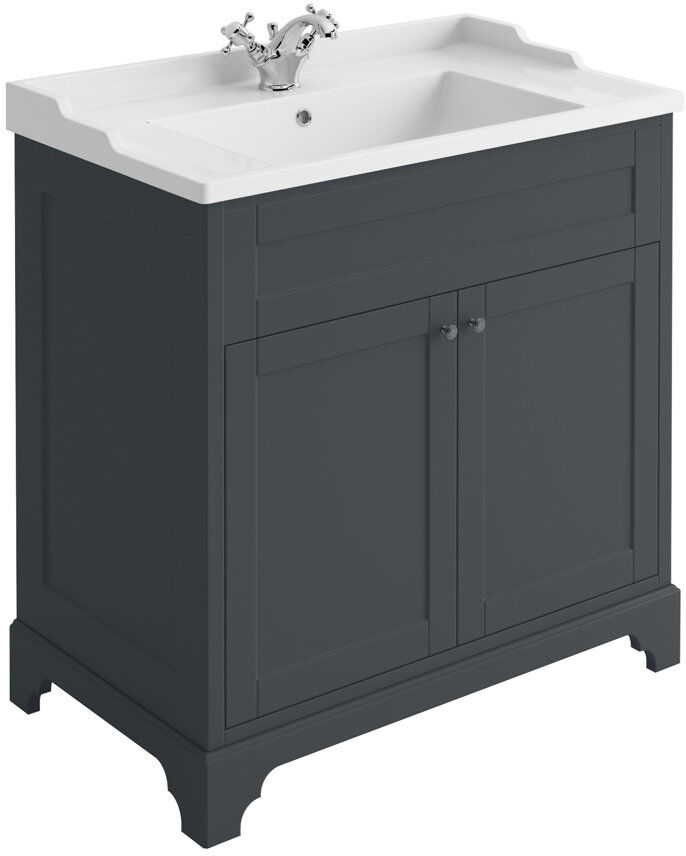 White Stone Croft 810mm Single Bathroom Vanity with Integrated Ceramic Basin Grey 810mm W