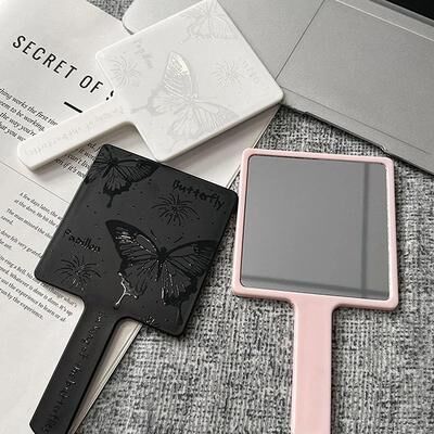 Inspire Essentials Vintage Butterfly Compact Makeup Mirror Portable Travel Beauty Mirror white