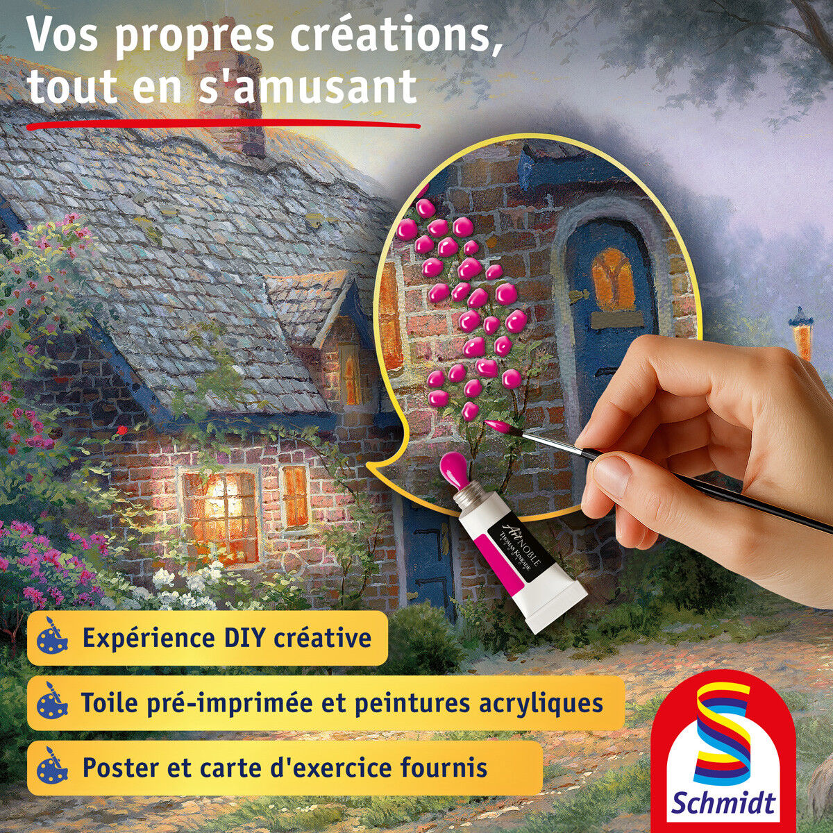 My Art NOBLE : Premium Painting Kit 50 x 40 cm : Moonlight Cottage, Thomas Kinkade Studios - Schmidt