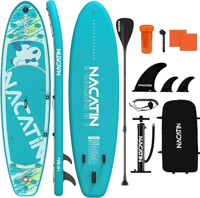 Board für Erwachsene, aufblasbares Stand Up Paddling Board 320cm (10ft 6in), mit verstellbarem Paddel, Pumpe, Rucksack, Reparaturset, ideal für Anfänger & Fortgeschrittene