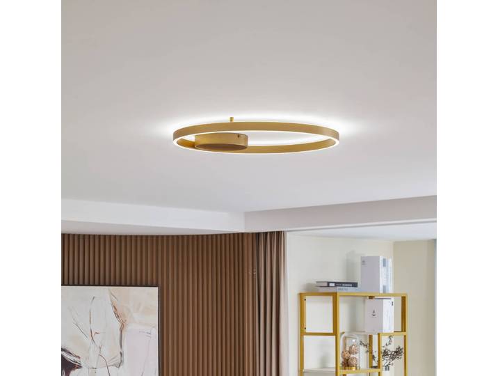 Smart Home Deckenleuchte Moise Lucande, dimmbar, messing / gold, für Wohn- / Esszimmer, Aluminium, Modern