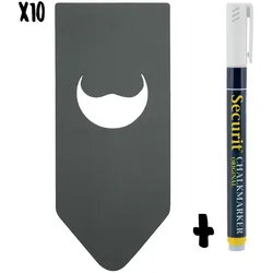 Securit® 10er-Set Flaschen-Schieferetiketten – Schwarz – Rechteckige Halsbefestigung – Beidseitig