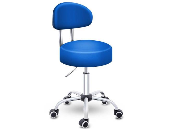 TRESKO® Tabouret de travail à Roulettes avec Dossier – Réglable 46-58 cm Pivotant 360° Similicuir Bureau & Cosmétique