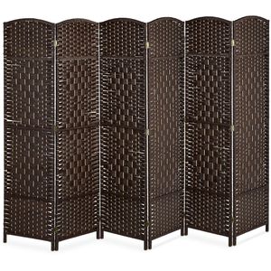 Relaxdays Paravent innen, 6-teilig, aus Holz / Papierseil, braun, 240 x 170 cm