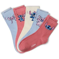 Tchibo - 5 Paar Kinder-Strümpfe Stitch - Mädchen - Gr. 39-42 - blau