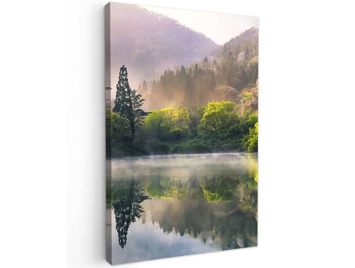 LEINWANDBILD Natur - Bäume - Berge - See - Wasser Wanddeko 40x60 cm