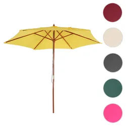 Sonnenschirm Florida, Gartenschirm Marktschirm, Ø 3m Polyester/Holz ~ gelb