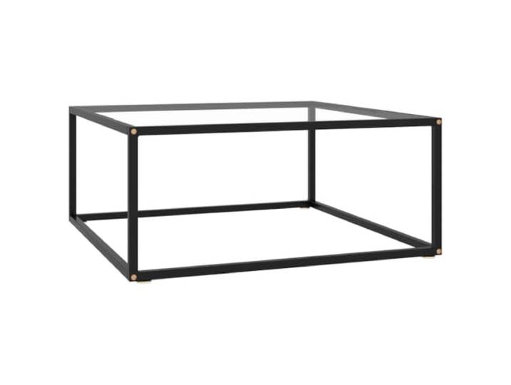 Favemtsl Couchtisch Schwarz Hartglas Modern Wohnzimmertisch 80x80x35 cm Stabiler Beistelltisch aus Glas und Stahlrahmen. Elegante Abstellfläche für Snacks und Getränke im Wohnzimmer.