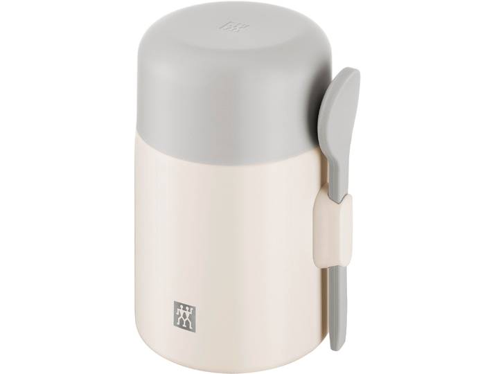 Thermobehälter ZWILLING Thermo Plus , beige (cream), B:11cm H:15cm Ø:10cm, Edelstahl, Lebensmittelaufbewahrungsbehälter, Thermobehälter, Auslaufsicher, Doppelwandisolierung, mit Löffel, Edelstahl