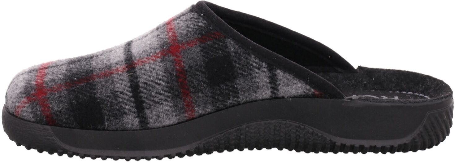 Pantoffel ROHDE "Soltau-H", Herren, Gr. 41, Filz, grau (anthrazit), kariert, Schuhe Pantoffel, Hausschuh, Schlupfschuh, Homeslipper mit Label anthrazit 41, Filz