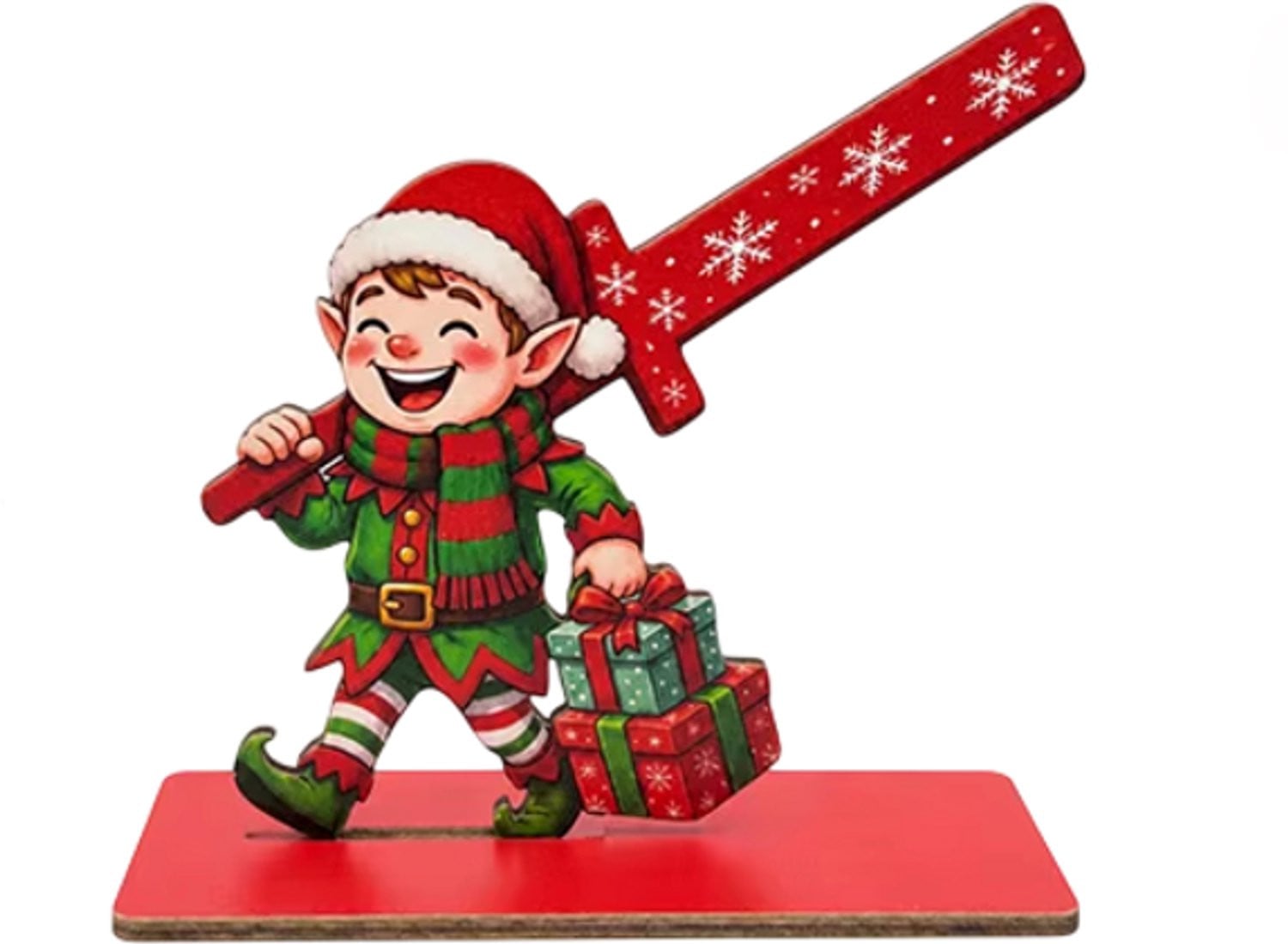 Houten Keukenrolhouder Kerstelf - Decoratieve Kerst Keukenrolhouder voor Papieren Keukenrollen