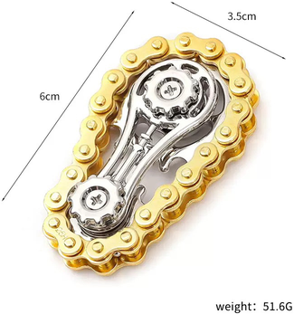 DynamicDeals GearFlow Metal Fidget Spinner Desk Toy For Stress Relief, Focus & Office Decor gold Chain