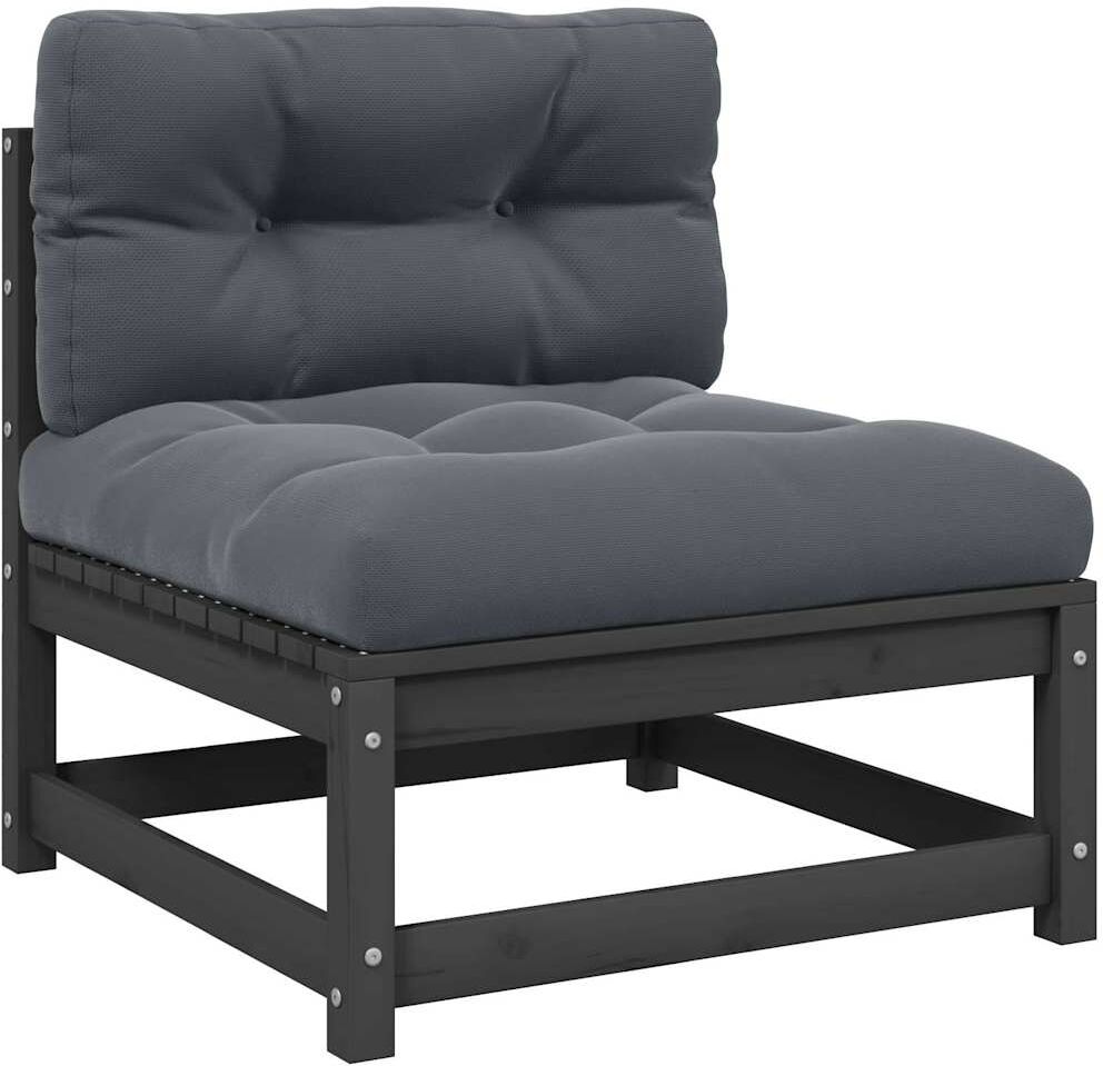 vidaXL Canapé central de jardin avec coussins anthracite Gris