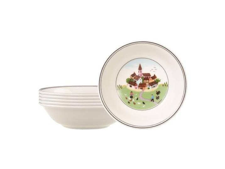 Villeroy & Boch Design Naif Dessertschalen 6er Set, 14 cm, Schalen-Set mit Landschafts-Motiv, Premium Porzellan, Bunt