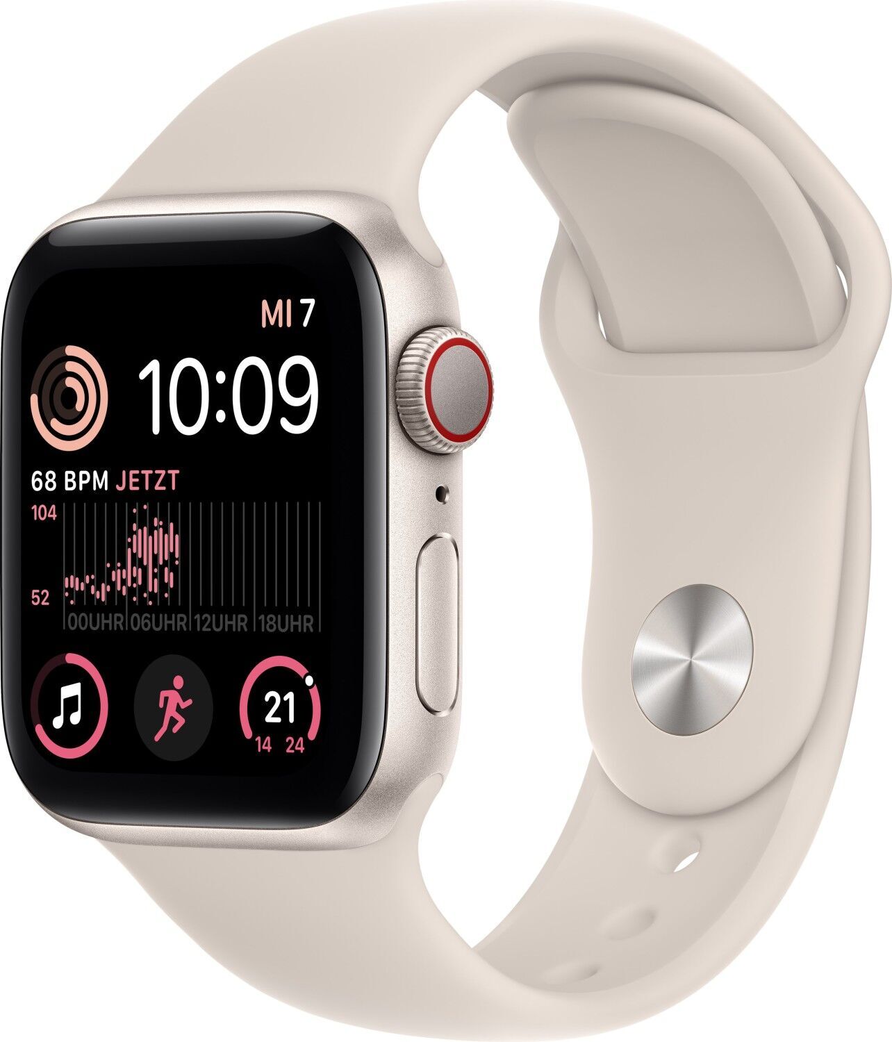 Apple Watch SE 40 mm (2022)   GPS + Cellular   Starlight   Starlight Sport Band S/M - Refurbished