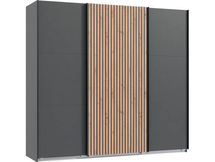 Schwebetürenschrank ALASKA 250 x 216 cm grau/ braun