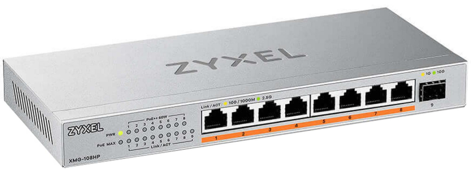 Zyxel XMG-108HP 2.5G Ethernet-switch met Power over Ethernet (PoE)