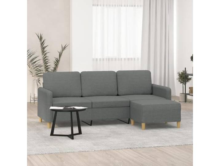 HEFZGDB 3-Sitzer-Sofa mit Hocker Dunkelgrau 180 cm Stoffbezug Modernes Design Wohnzimmer Sitzgruppe Langlebige Polsterung Strapazierfähiger Bezug Atmungsaktives Material Robustes