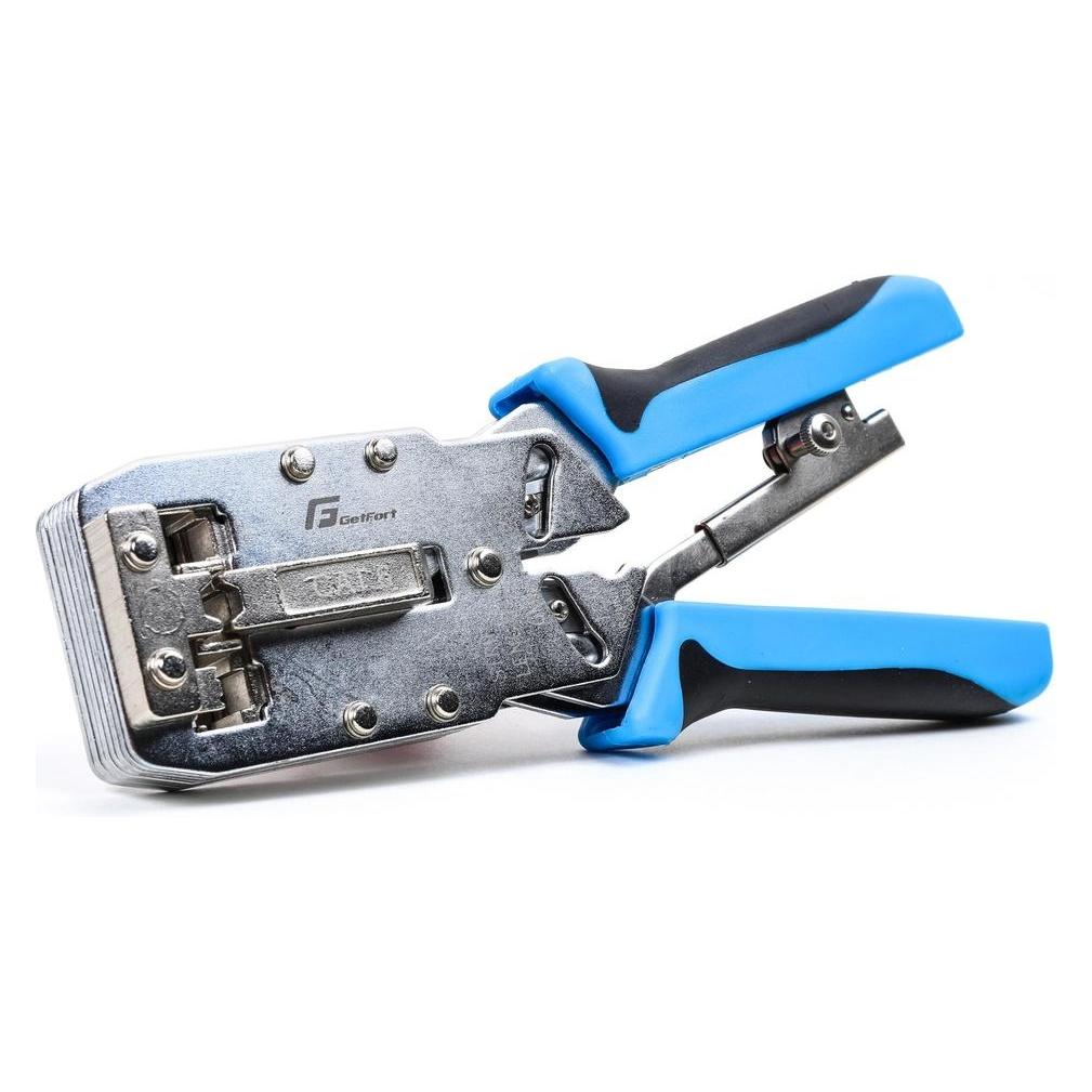 Getfort RJ45-Stecker-Crimpzange 8p+6p+4p+AMP Kat. 6, Anpresskraftkontrolle (194 mm) (GETFORT)