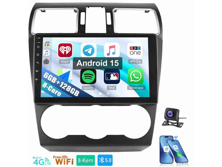 ESSGOO Für Subaru Forester 2015-2018 Android 15 6+128G 4G LTE RDS Autoradio (RDS, Digitalradio (DAB), FM, AM, Apple Carplau Android Auto GPS RDS SWC)