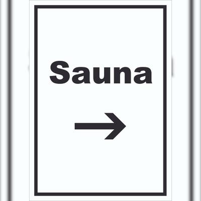 HB-Druck Sauna Schild mit Text und Richtungspfeil rechts Erholung Entspannung hochkant A2 (420x594mm)