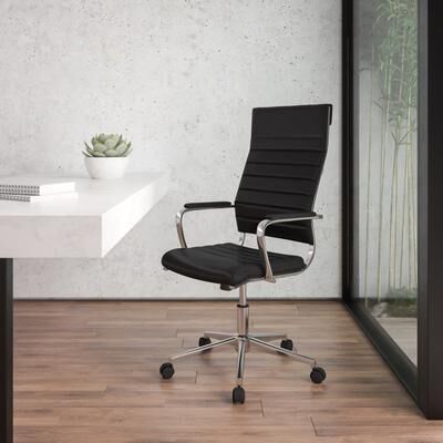 Lancaster Home High Back LeatherSoft Contemporary Ribbed Executive Swivel Office Chair