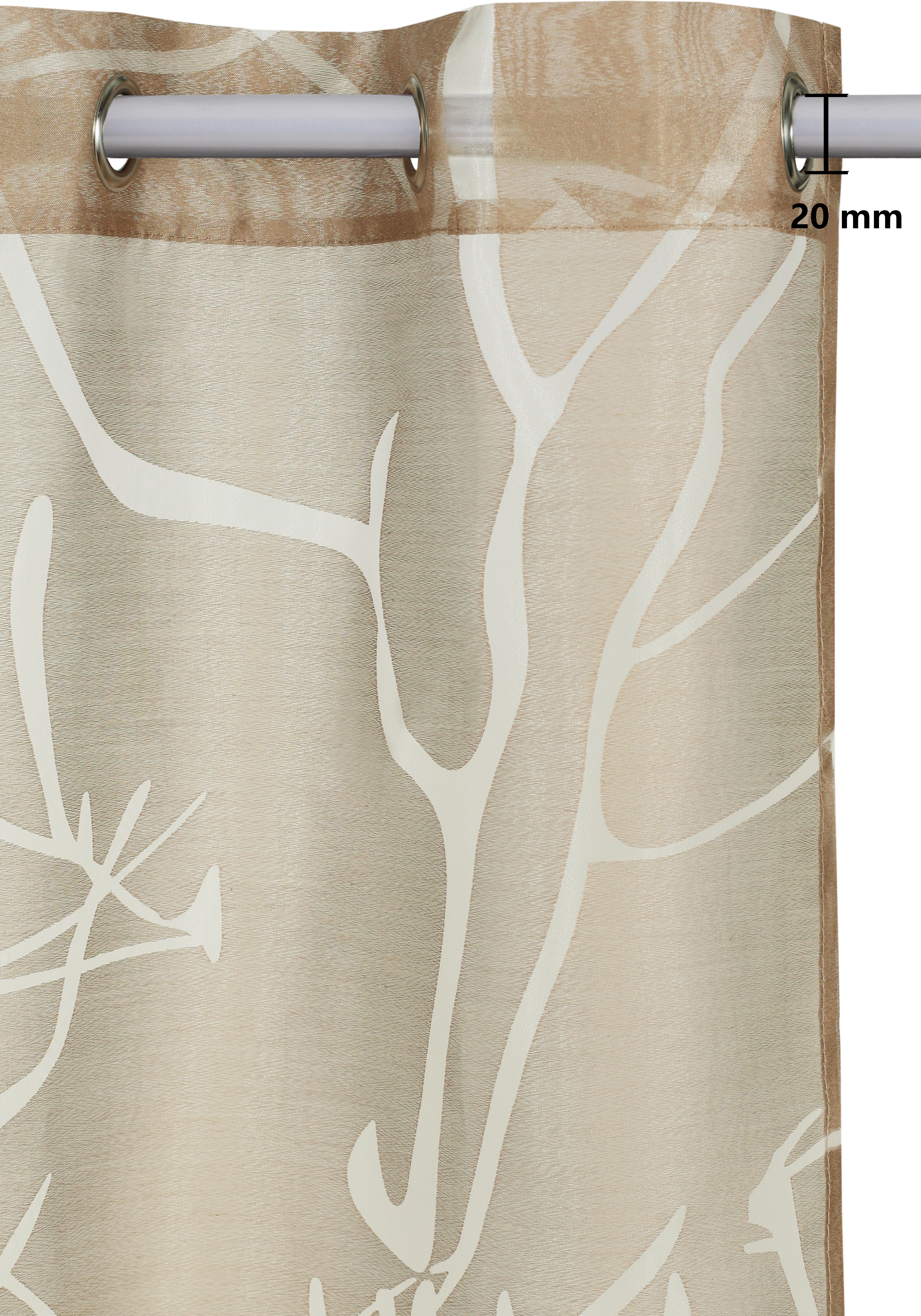 Scheibengardine GOODPRODUCT "Anna, 1 Stück, halbtransparent, Ösen, Äste-Motiv" Gr. 2, beige (taupe), B:120cm H:30cm, Ausbrenner, Polyester, Gardinen, Scheibengardine, Viskose & Polyester, Äste-Motiv taupe 30cm, Ösen, 120cm