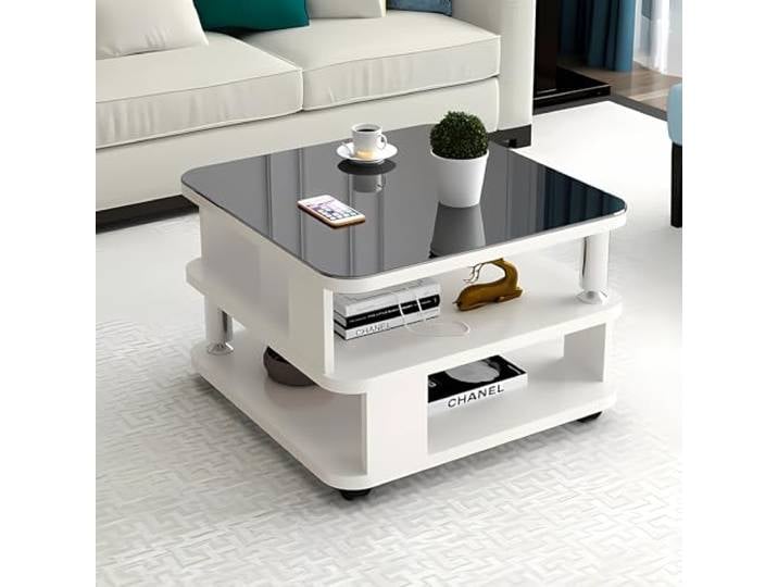 GHBXJX Klein Couchtisch mit Stauraum und Rollen, Sofa Beistelltisch Holztisch Wohnzimmer Tisch, Wohnzimmertisch Holz Stubentisch, Coffee Table Couchtische, 50x50x55 cm,B