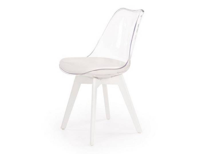 Chaise scandinave bois blanc et coque transparente