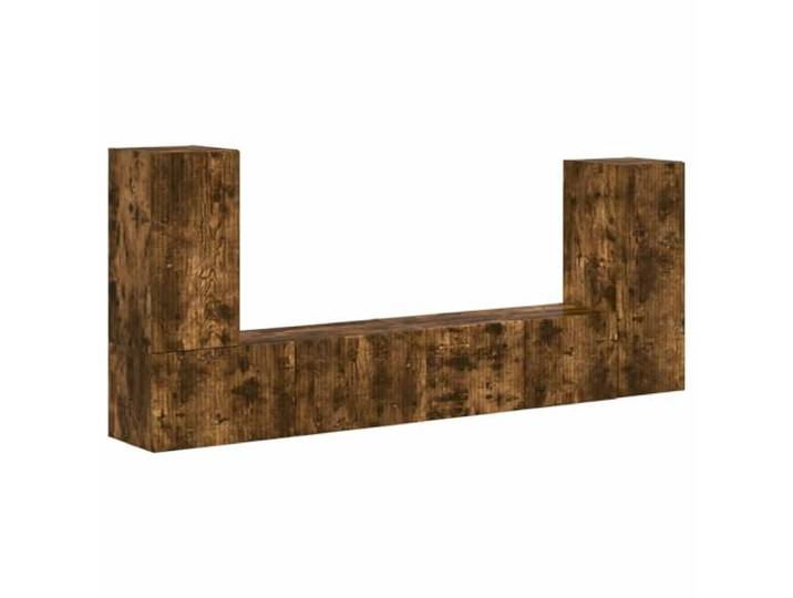 KUPTYERFG TV Lowboard Set 4-teilig Geräucherte Eiche Holzwerkstoff Vierteiliges Hängeregal-System für Wohnzimmer und Homeoffice. Viel Platz für Receiver, Bücher und Deko-Elemente.