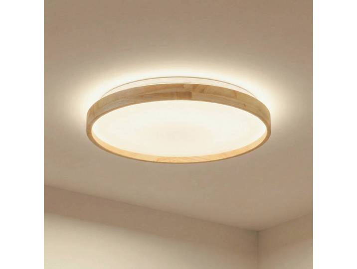 Smart Home Deckenlampe Mirren Lindby, dimmbar, Holz hell, für Wohn- / Esszimmer, Kunststoff, Modern, Smart Home Deckenlampe