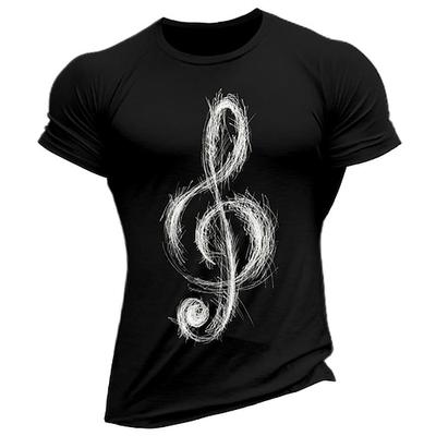 Herren Grafik Musik Violinschlüssel T-Shirt Kurzarm Skizzenhaftes Design