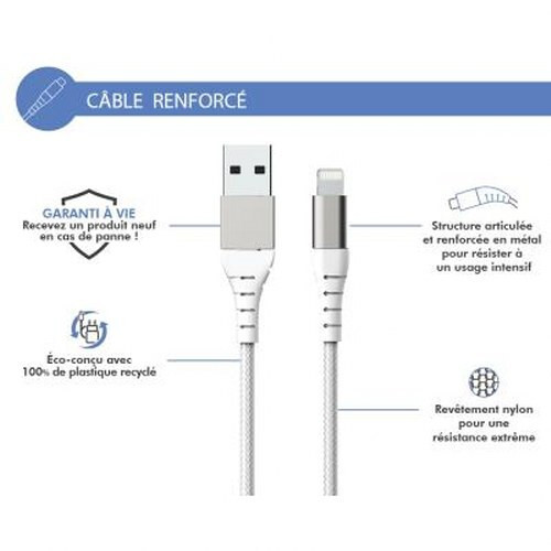 Big Ben FPLIAMFI2MRW USB-A verlengsnoer met bliksembeveiliging, 2 meter, Wit