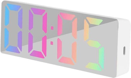 LED Spiegelwekker met Digitaal Display in het Zwart - B/D/H: 16 x 6 x 2,7 cm