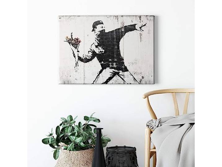 A.S. Création Künstler Leinwandbild - Kunstdruck schwarz grau - 70x50 cm Querformat - hochwertige Wanddekoration - Bild auf Keilrahmen