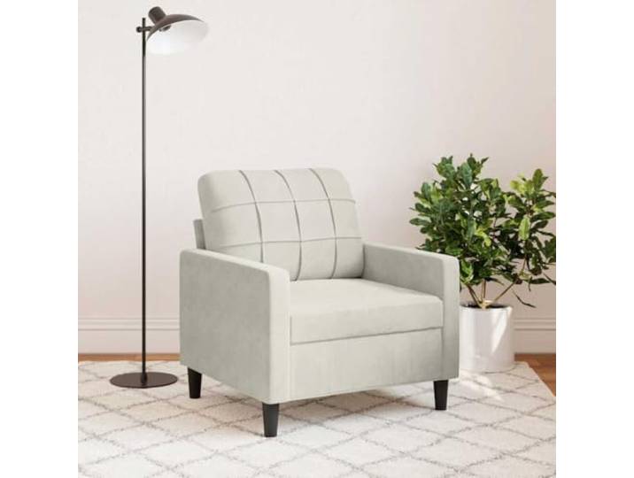 KTHLBRH Einzelsessel Creme Samt 60 cm Gestell aus Metall, Polsterung aus Schaumstoff, modernes Design, für Wohnzimmer