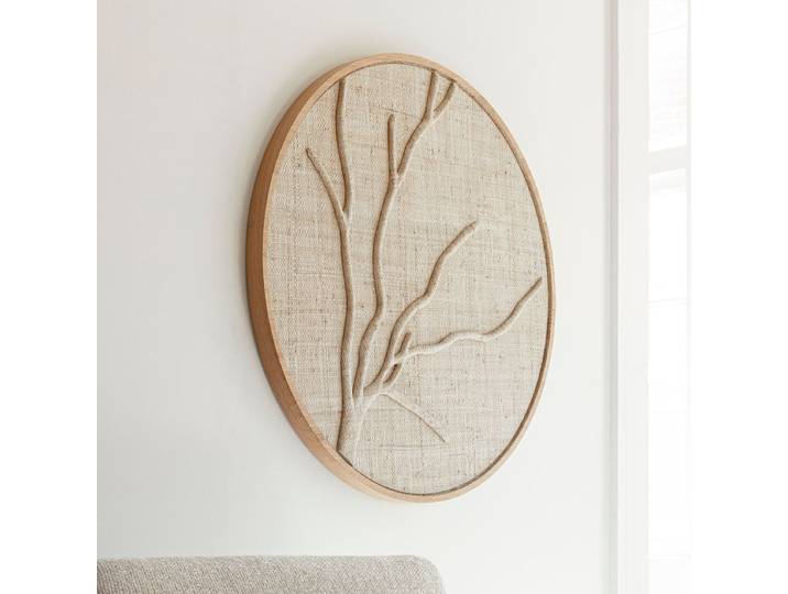MUST Living Rond Wandpaneel Jungle Palmblad, 85cm - Beige