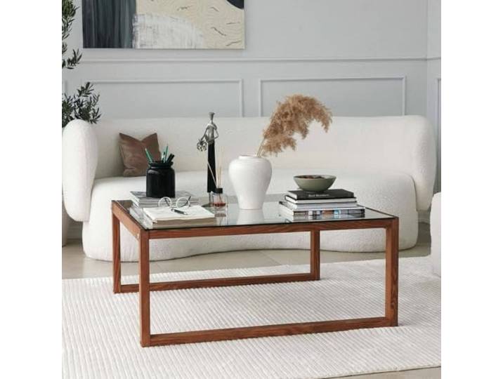 Dmora Couchtisch Gomeisa 90x90x40h cm Braun mit Zeitschriftenhalter