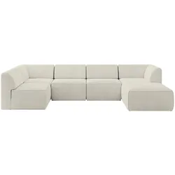 WOHNLANDSCHAFT Ottomane Rechts MOVA 345x180x78 Creme Cord